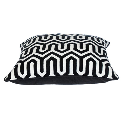 20" Black Geometric Cotton Throw Pillow