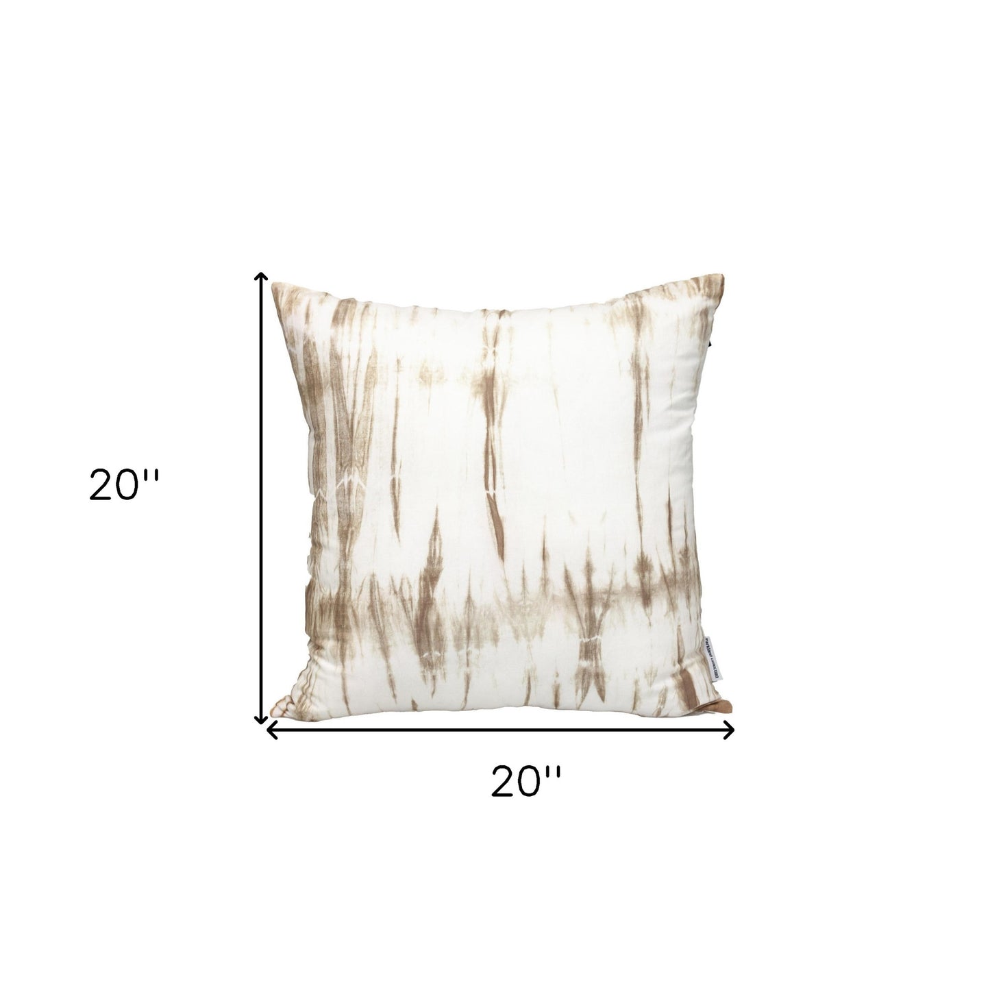 20" Brown and White Striped Cotton Throw Pillow