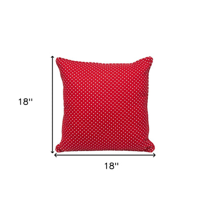 18" Red and White Check Cotton Throw Pillow