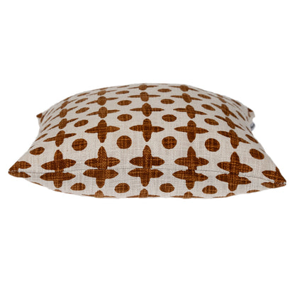 18" Beige and Brown Geometric Cotton Throw Pillow