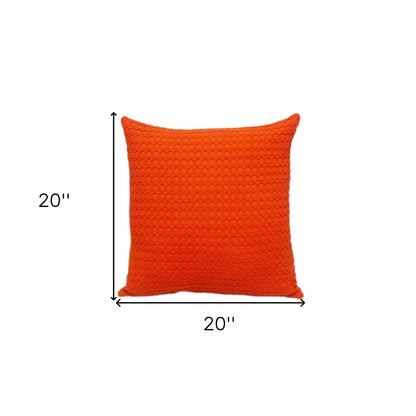 20" Orange Cotton Throw Pillow With Texture