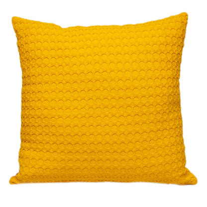 20" Yellow Cotton Throw Pillow With Texture