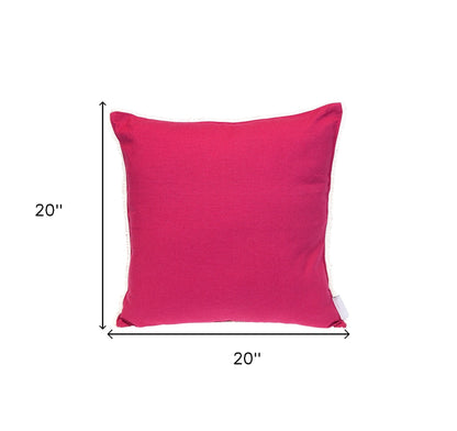 20" Hot Pink Cotton Throw Pillow With Fringe