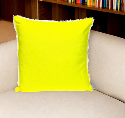 16" Yellow Cotton Throw Pillow