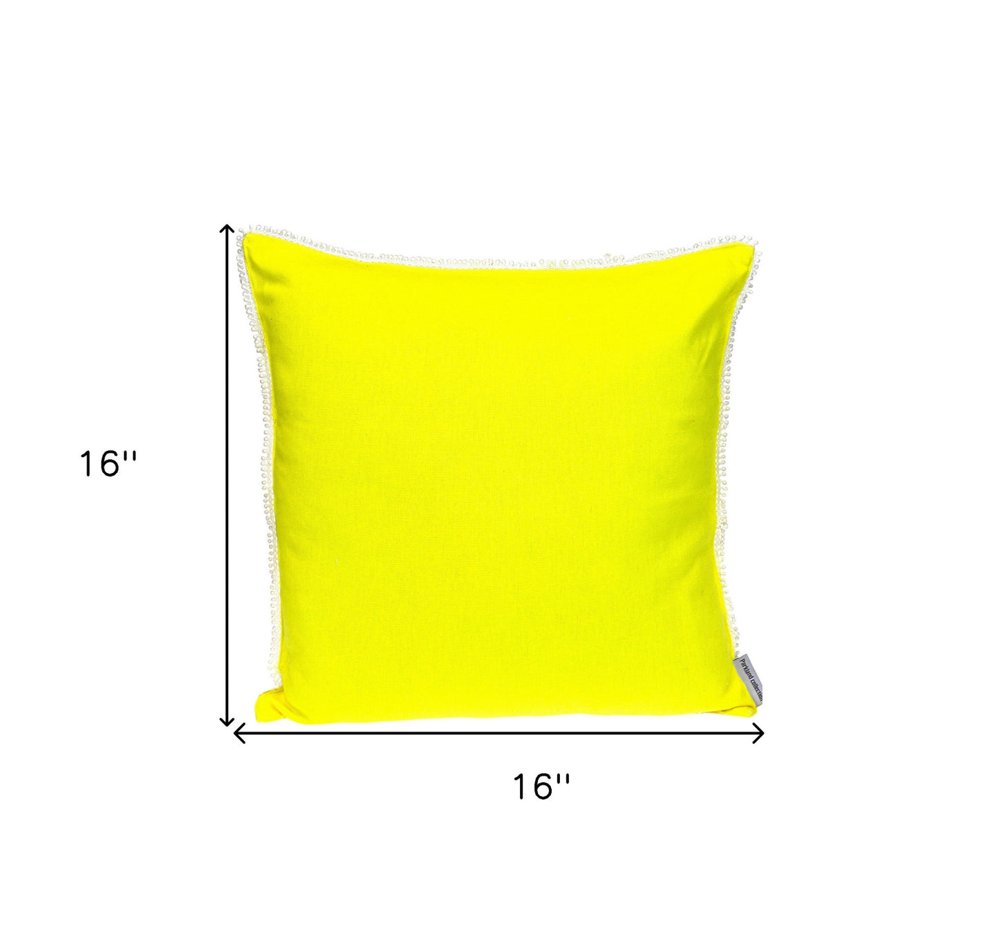 16" Yellow Cotton Throw Pillow