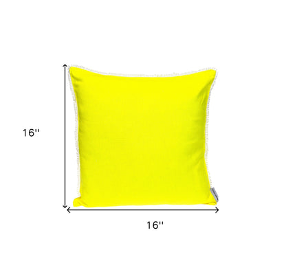 16" Yellow Cotton Throw Pillow