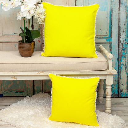 16" Yellow Cotton Throw Pillow