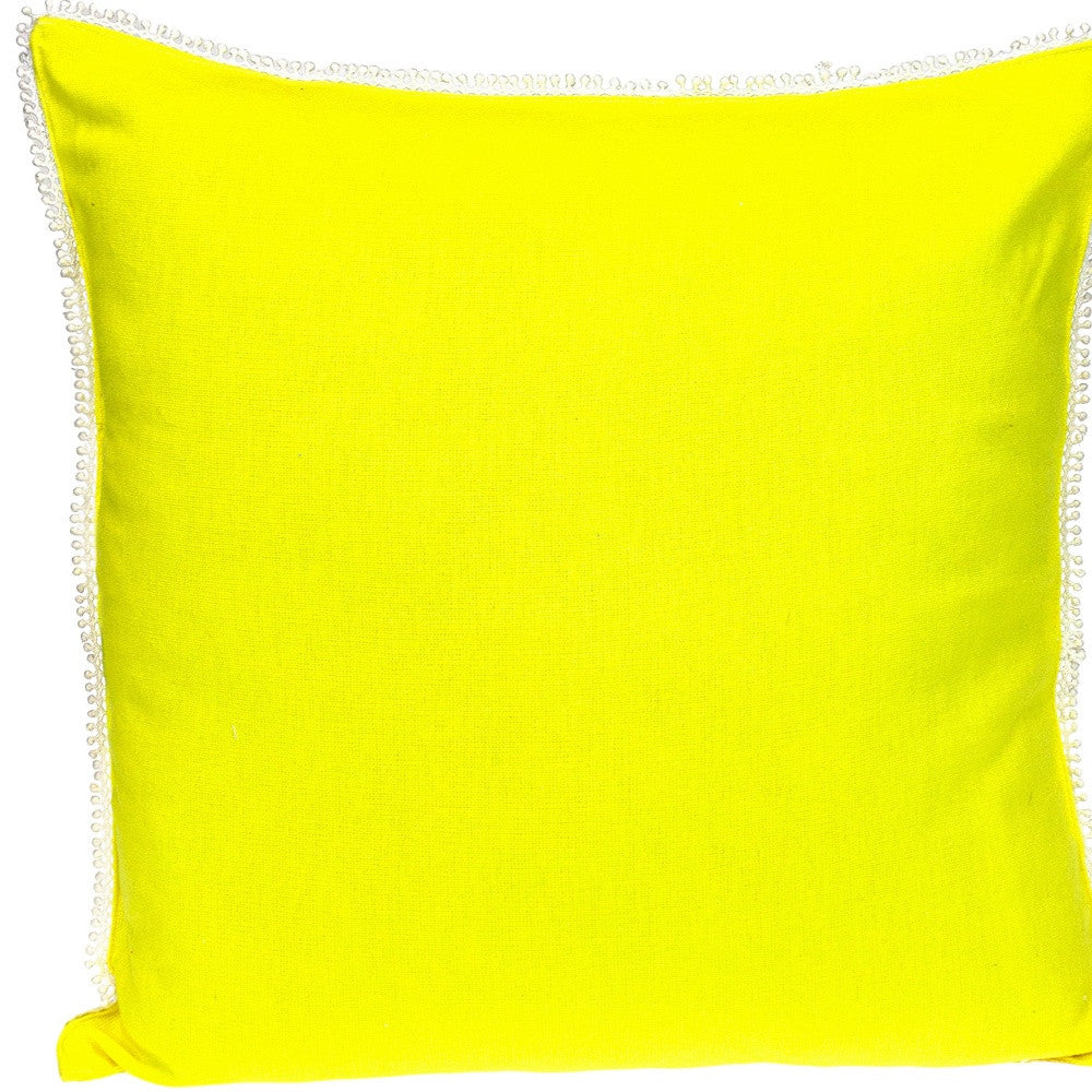 20" Yellow Cotton Throw Pillow