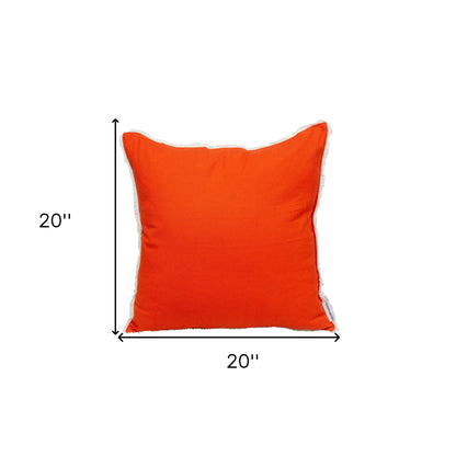 20" Orange Cotton Throw Pillow