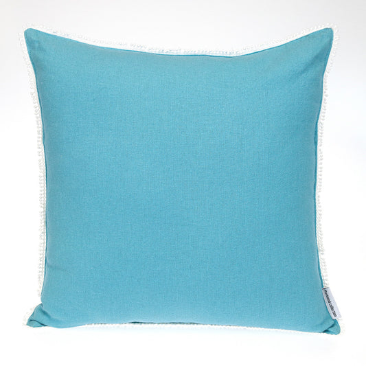 16" Blue Cotton Throw Pillow