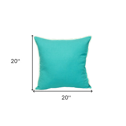 20" Blue Cotton Throw Pillow