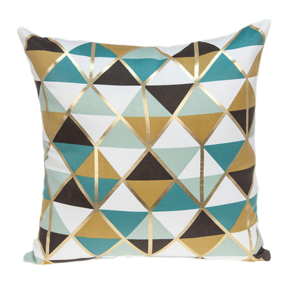 20" Blue and Gold Geometric Throw Pillow