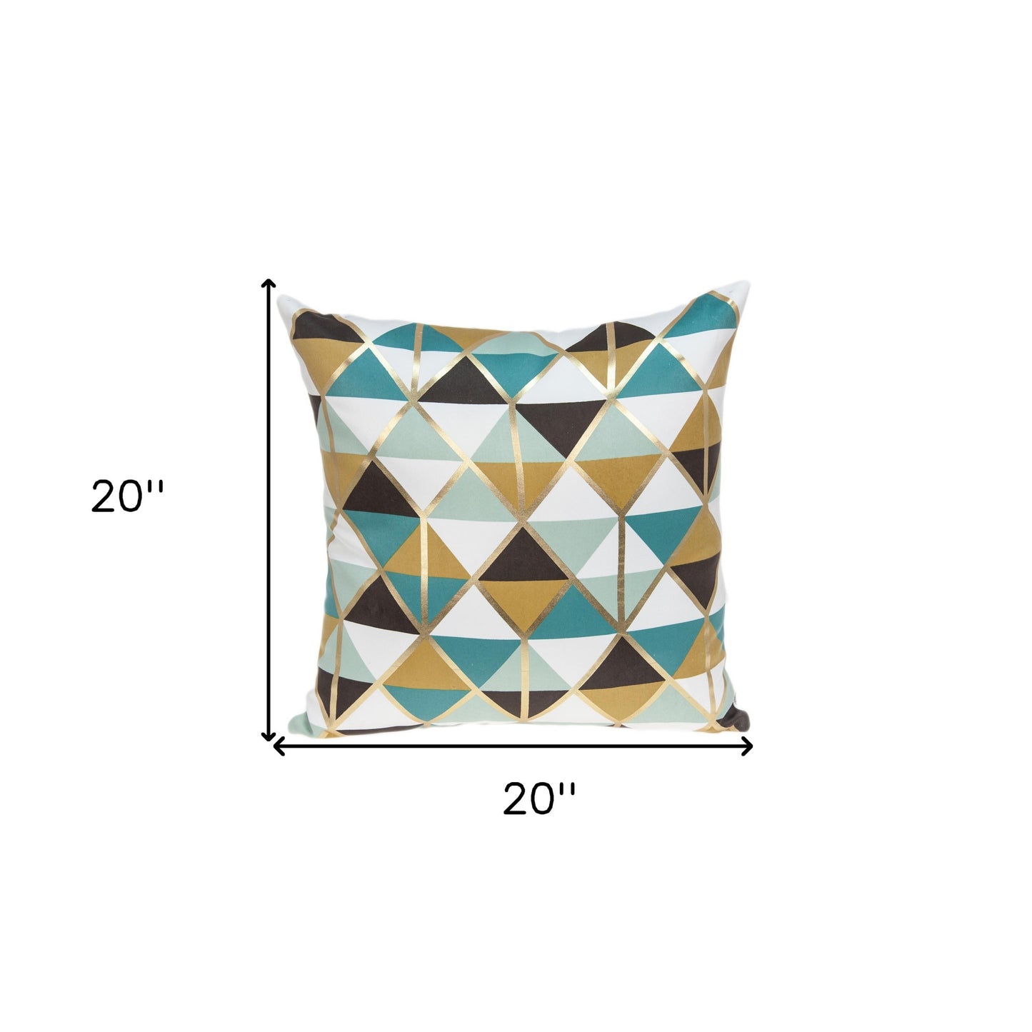 20" Blue and Gold Geometric Throw Pillow