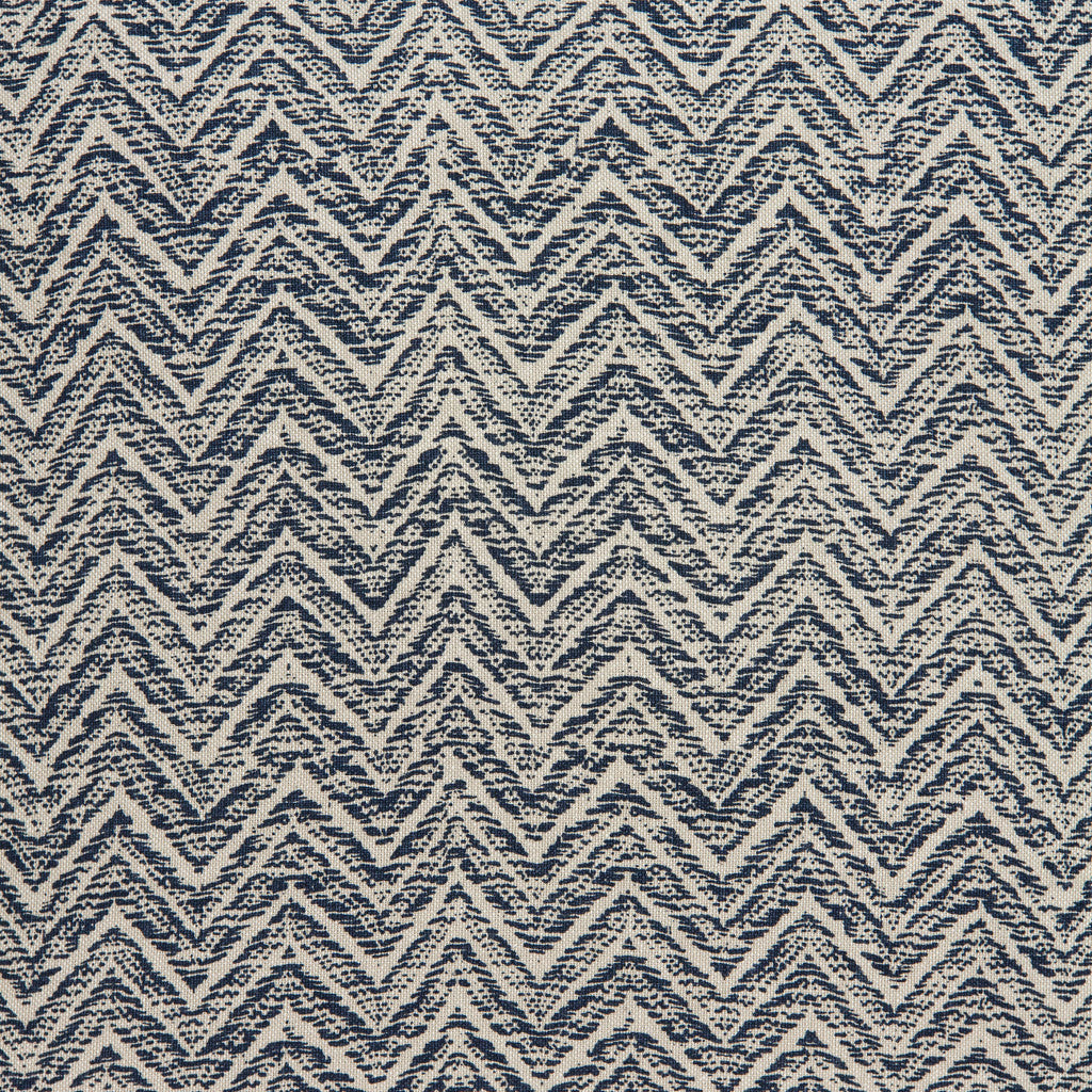 20" Beige and Blue Zigzag Cotton Throw Pillow