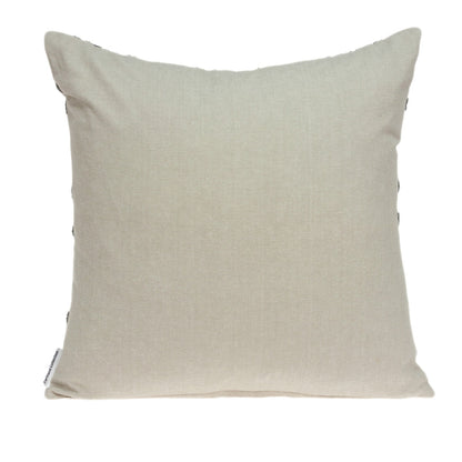 20" Beige and Gray Diamond Cotton Throw Pillow With Embroidery