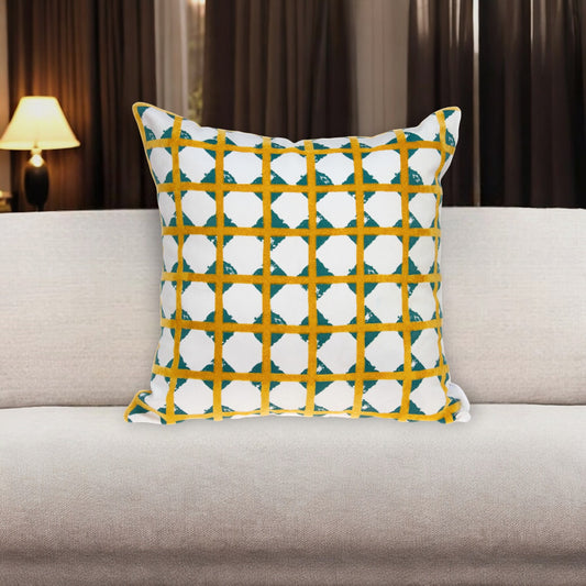 20" Gold and White Geometric Throw Pillow