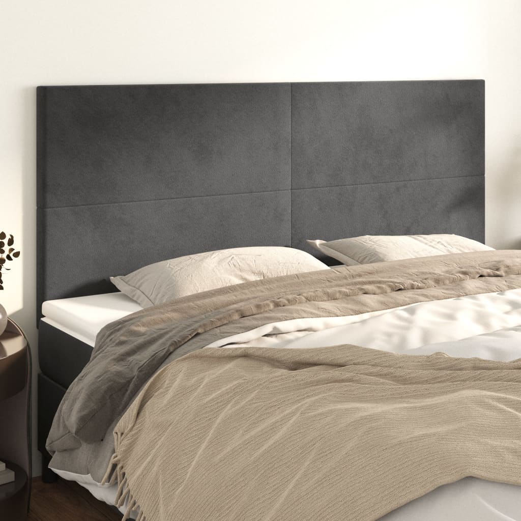 Headboards 4 pcs Dark Gray 35.4"x2"x30.7"/34.6" Velvet