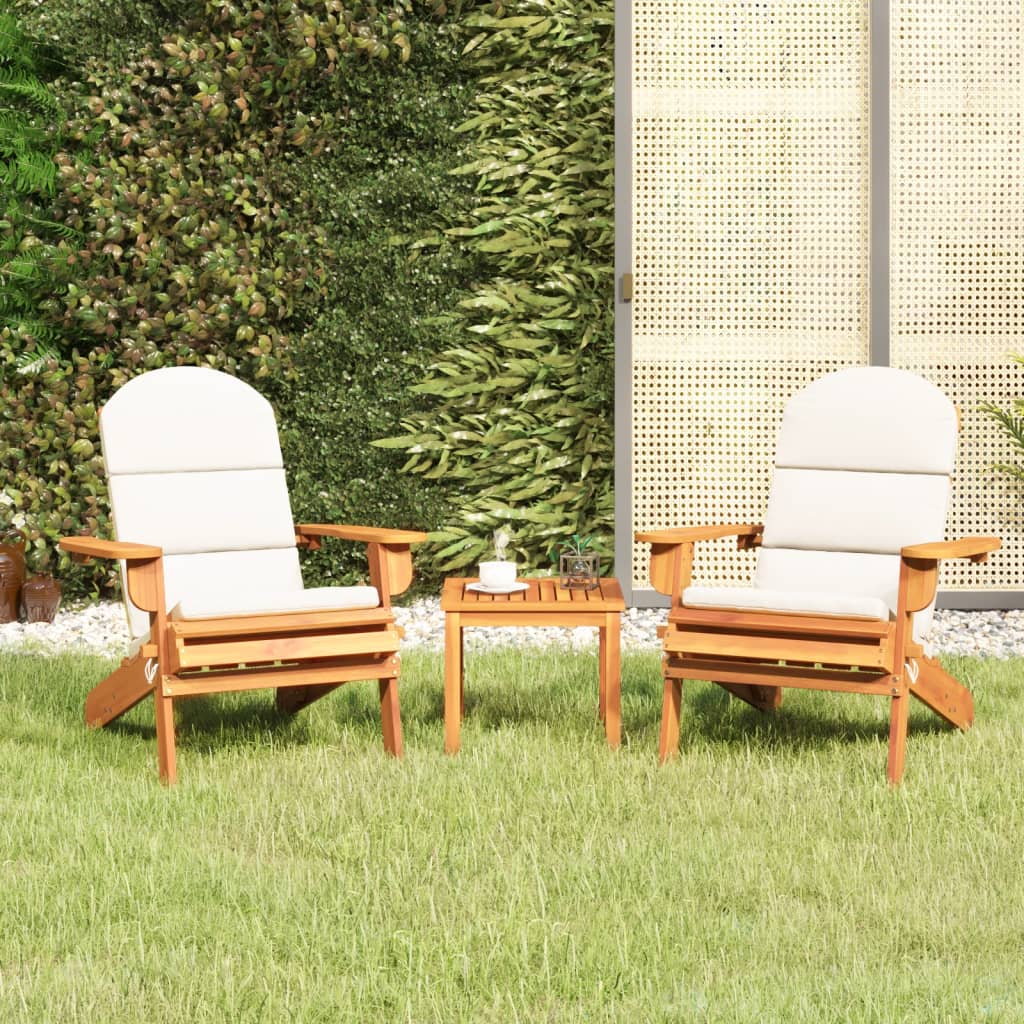 3 Piece Adirondack Patio Lounge Set Solid Wood Acacia