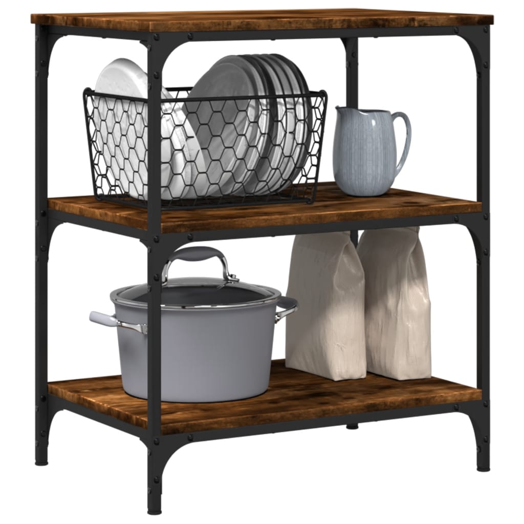 Kitchen Trolley Smoked Oak 23.6"x16.1"x29.9" Engineered Wood