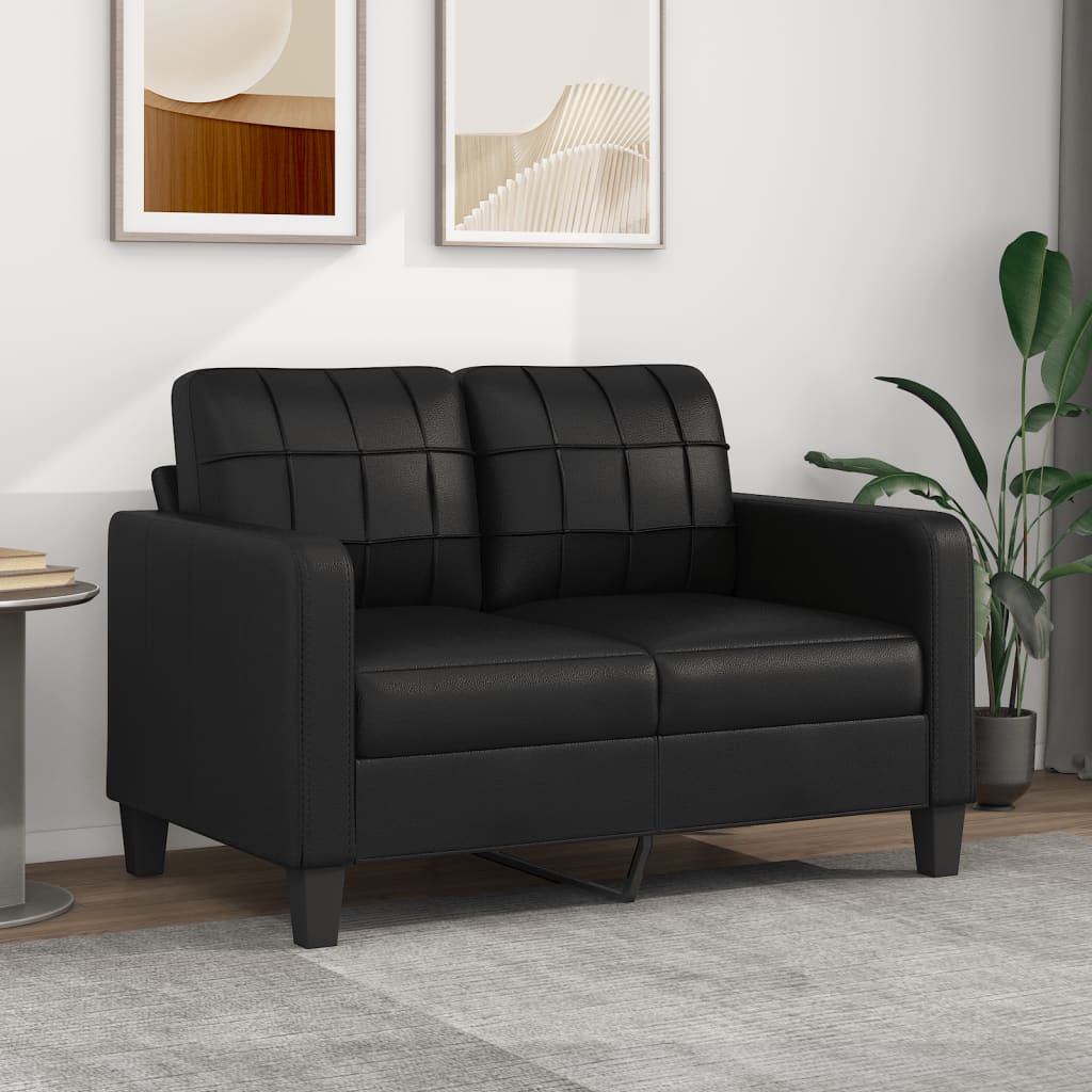 2-Seater Sofa Black 47.2" Faux Leather