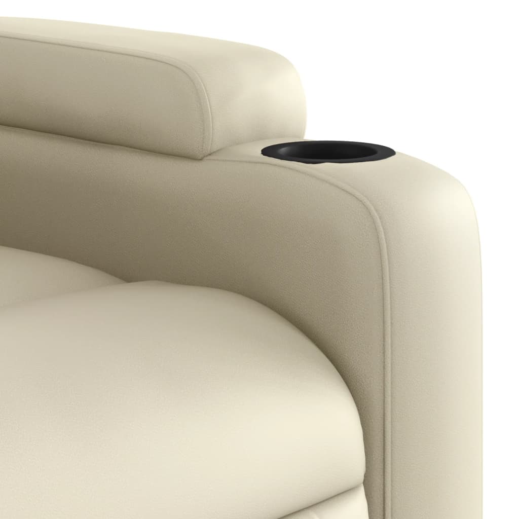 Massage Recliner Chair Cream Faux Leather