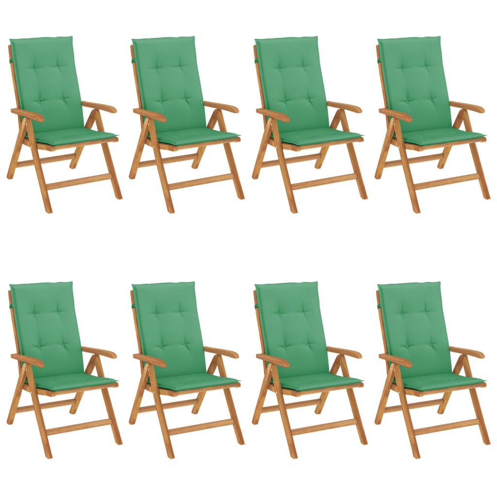 Reclining Patio Chairs with Cushions 8 pcs Solid Wood Teak