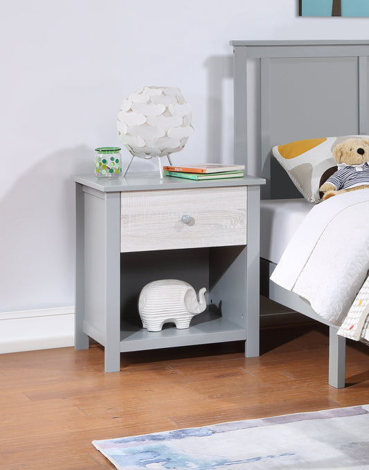 24" Gray One Drawer Nightstand