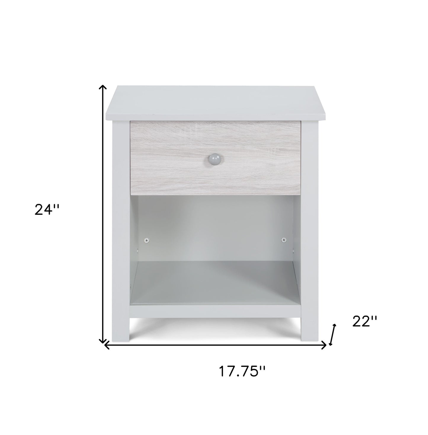 24" Gray One Drawer Nightstand