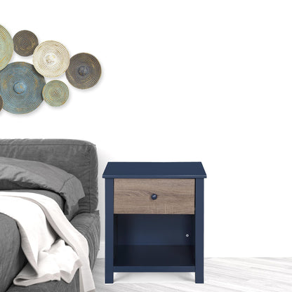 24" Dark Blue One Drawer Nightstand