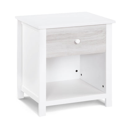 24" White and Gray One Drawer Nightstand