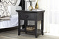 24" Black One Drawer Nightstand