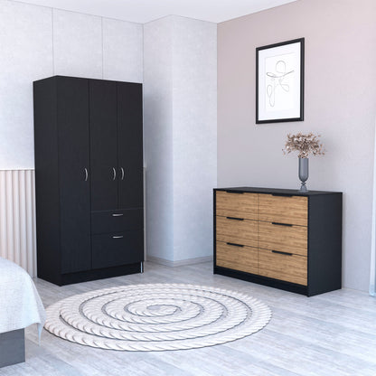 Two Piece Brown and Black Bedroom Set