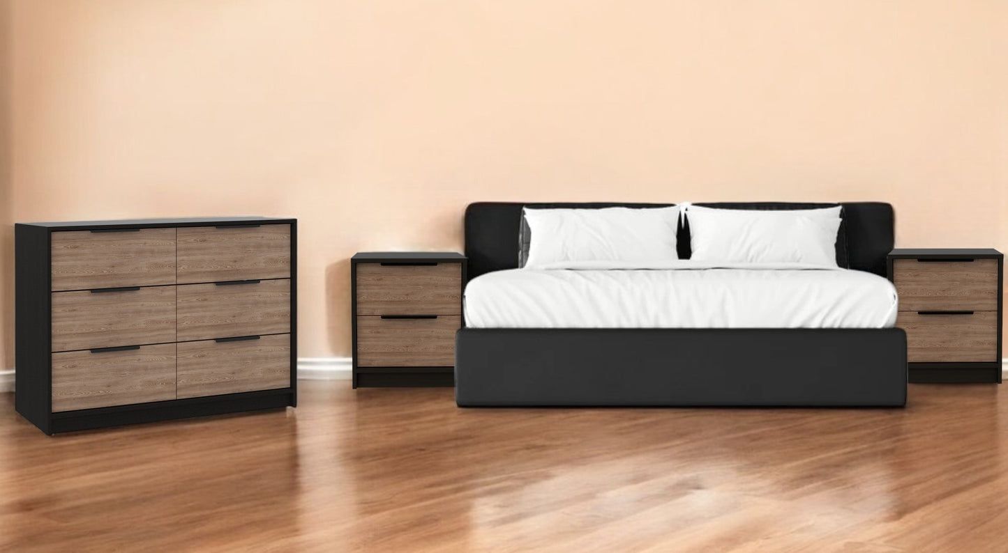 Three Piece Brown and Black Bedroom Set