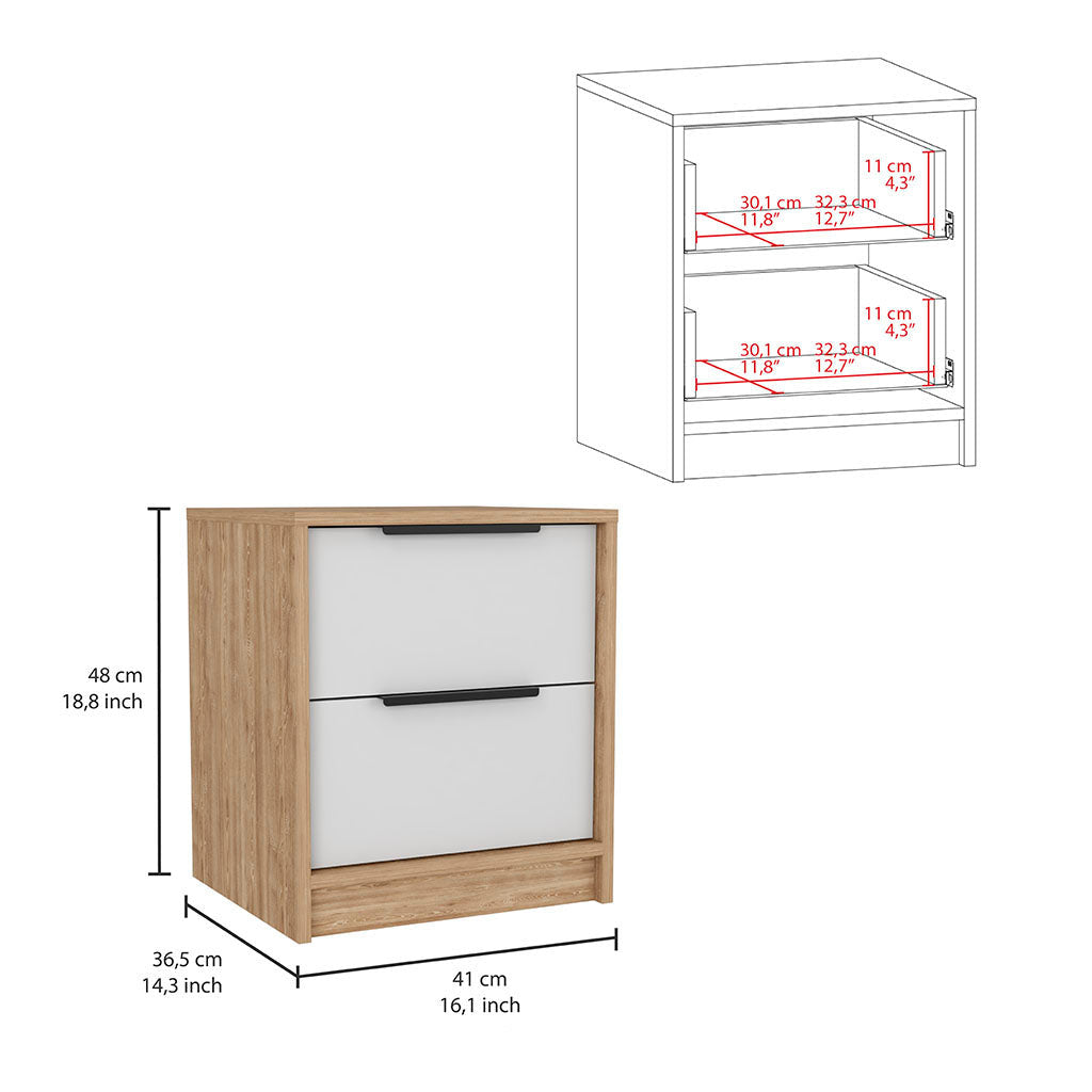 47" White Two Drawer Dresser