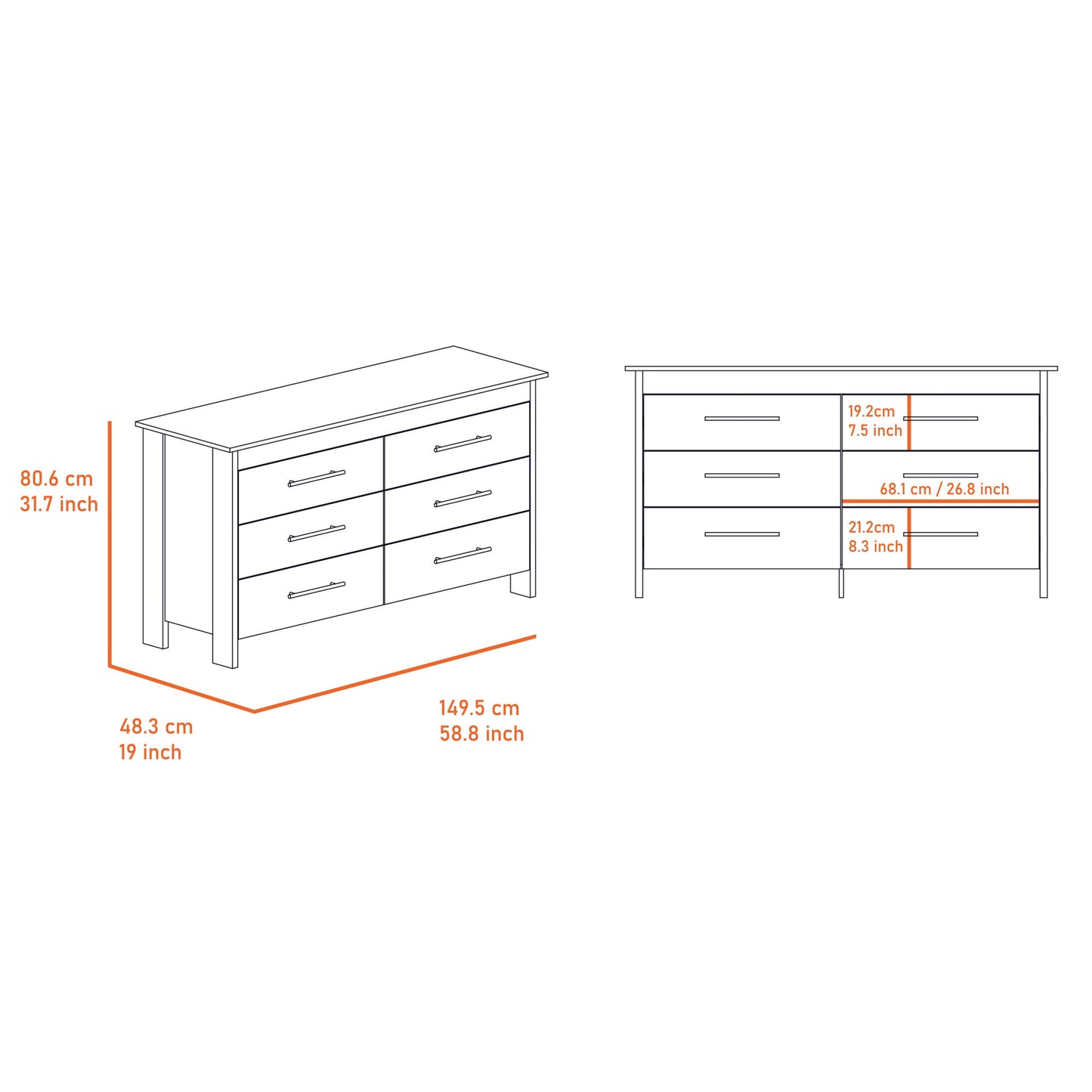 Two Piece White Bedroom Set