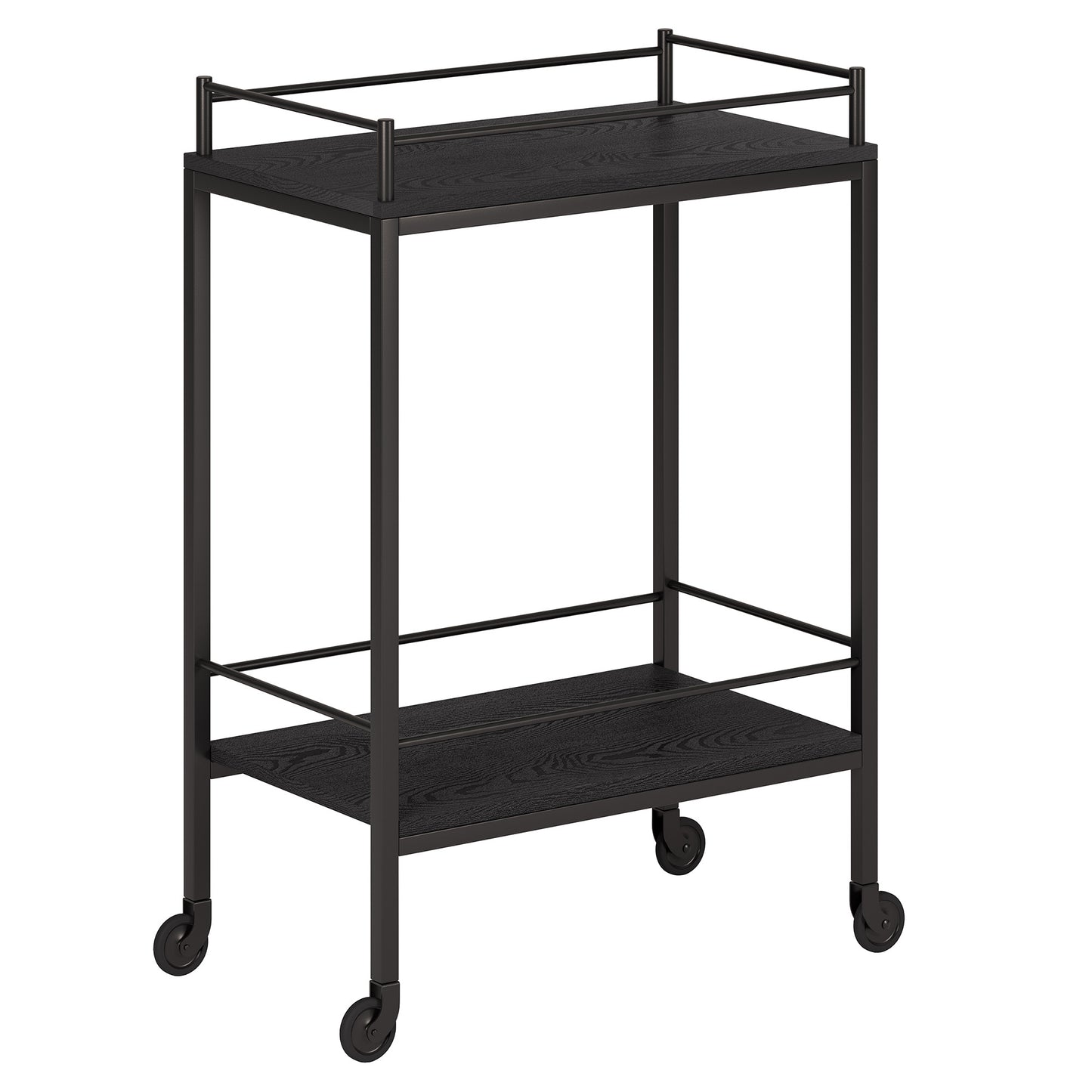 Black Steel Rolling Bar Cart