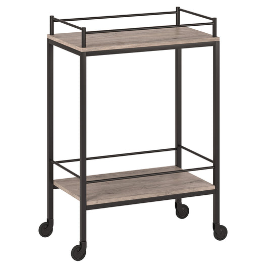 Gray and Black Steel Rolling Bar Cart