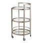 Nickel Steel And Glass Round Rolling Bar Cart