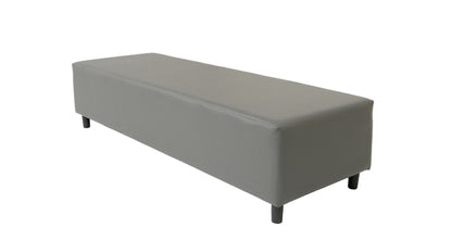 72" Gray and Black Genuine Leather Upholstered Bench