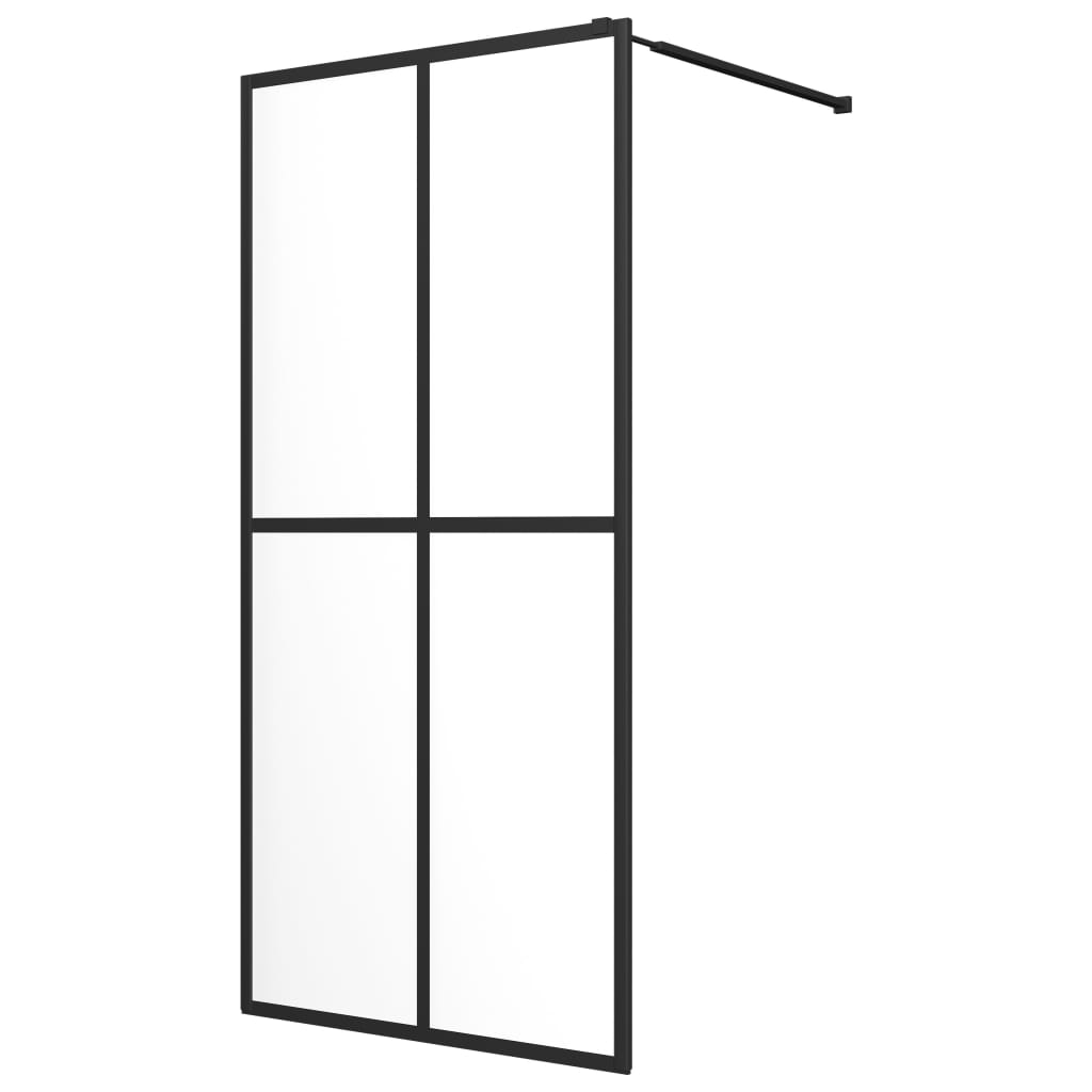 Walk-in Shower Wall with Shelf Black 39.4"x76.8" ESG Glass&Aluminum