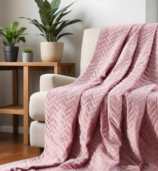 Blush Quilted PolYester Solid Color Weighted Twin Blanket