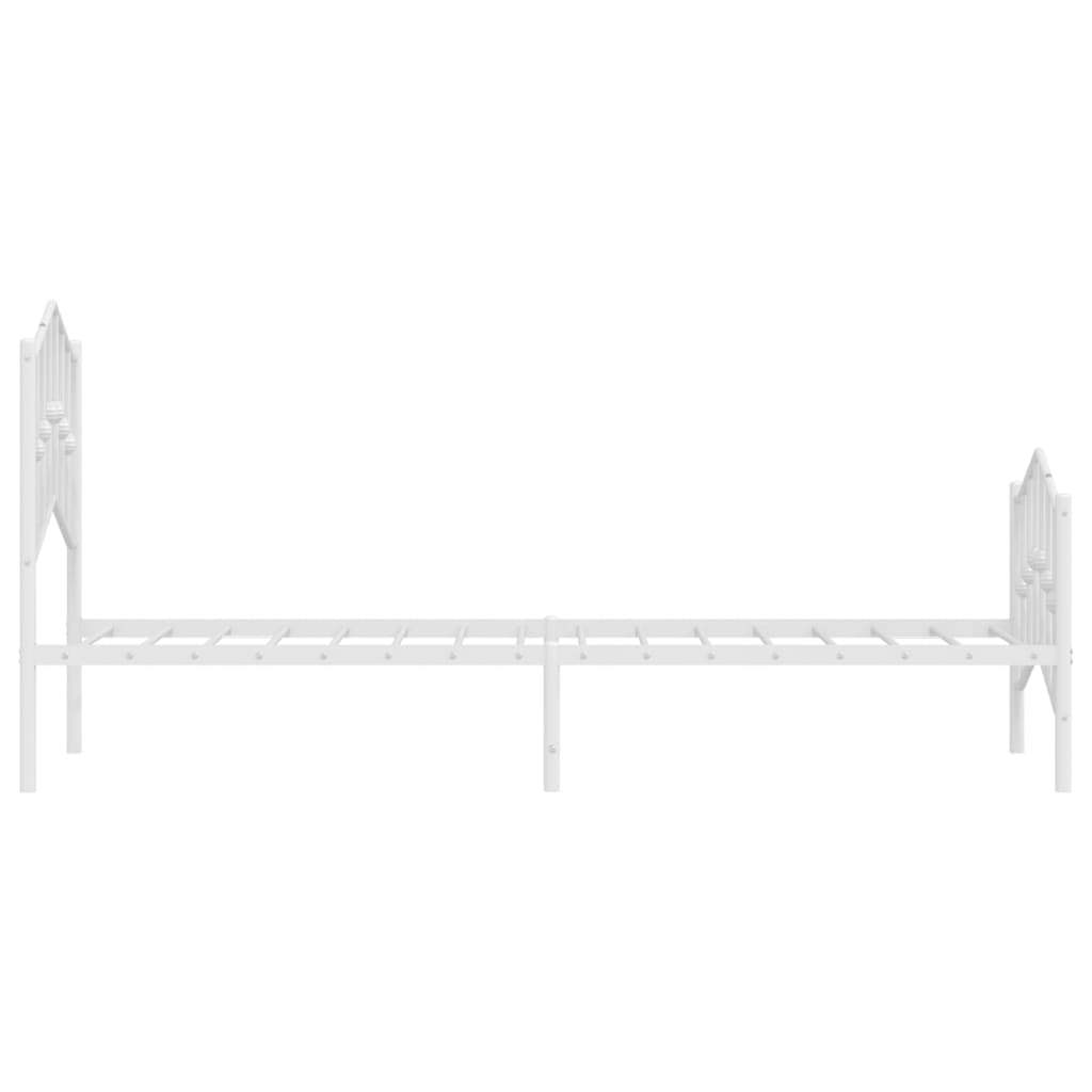 Metal Bed Frame without Mattress with Footboard White 39.4"x78.7"