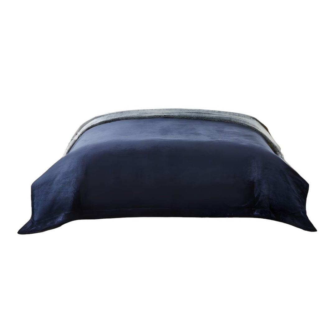 90" X 90" Navy Blue Knitted Polyester Plush Throw Blanket