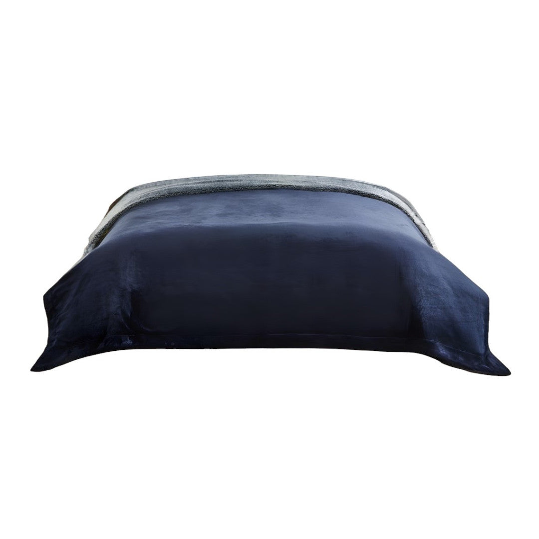 90" X 90" Navy Blue Knitted Polyester Plush Throw Blanket