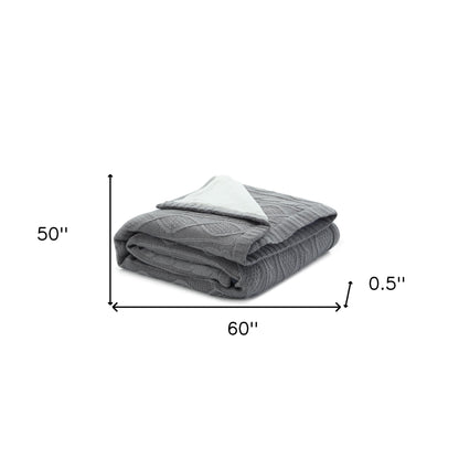 60" X 50" Light Gray Knitted Acrylic Throw Blanket