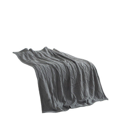 60" X 50" Light Gray Knitted Acrylic Throw Blanket