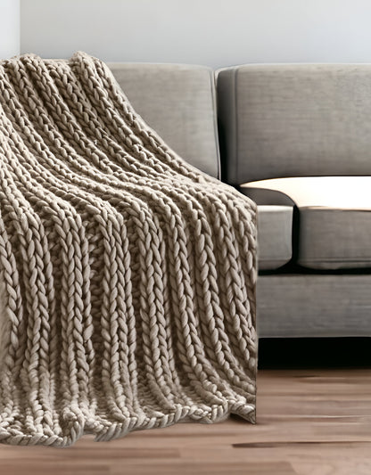 50" X 70" Blush Knitted Polyester Throw Blanket