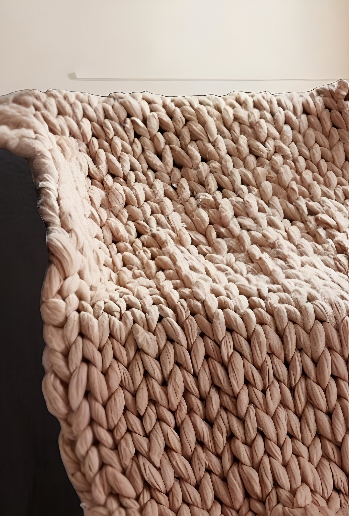 60" X 40" Blush Knitted Polyester Throw Blanket