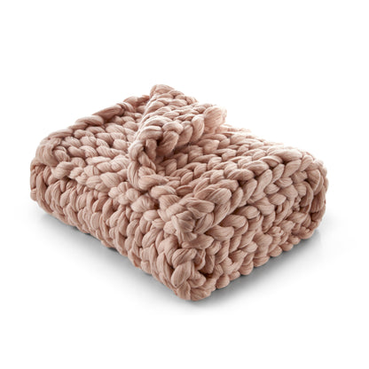 60" X 40" Blush Knitted Polyester Throw Blanket