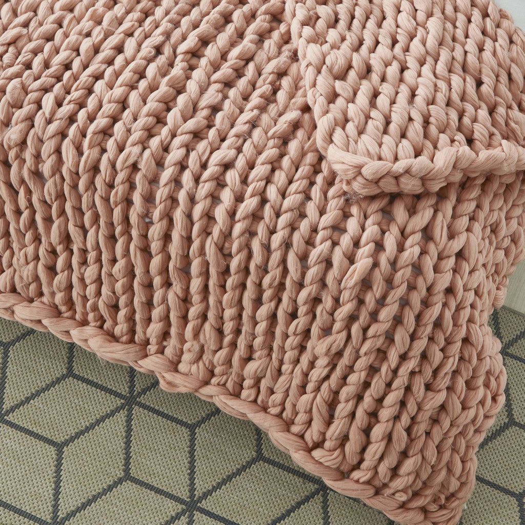 60" X 40" Blush Knitted Polyester Throw Blanket